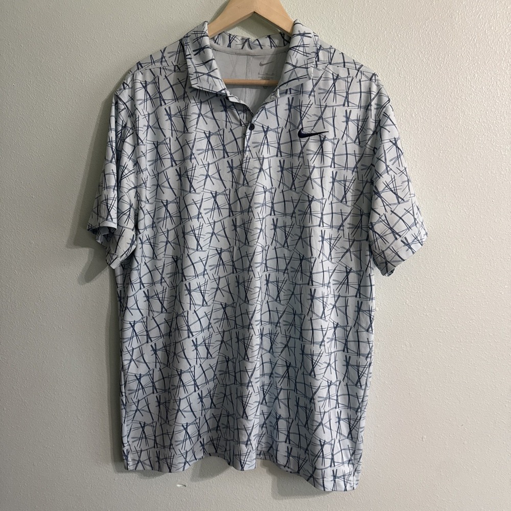 Nike Dri-FIT Victory+ Pine Needle Print Golf Polo Mens Psychic Blue XL‎